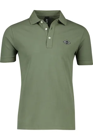 Replay Polo normale fit olijfgroen effen katoen 3 knoops