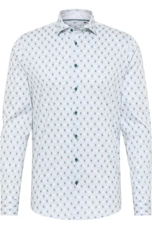 Blue Industry Casual overhemd geprint groene knopen slim fit