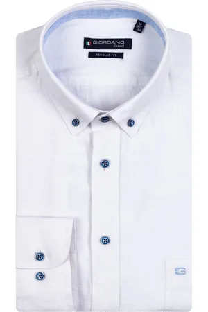 Giordano Casual overhemd effen linnen normale fit met knopen