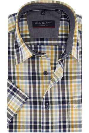 Casa Moda Geruit overhemd korte mouw casual fit katoen