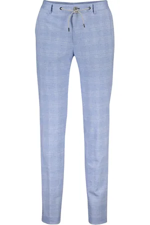 Blue Industry Chino blauw geruit touwsluiting