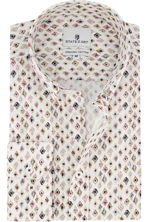 State of art Geprint casual overhemd wijde fit wit katoen