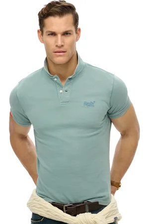Superdry 2-knoops polo lichtblauw pique korte mouw