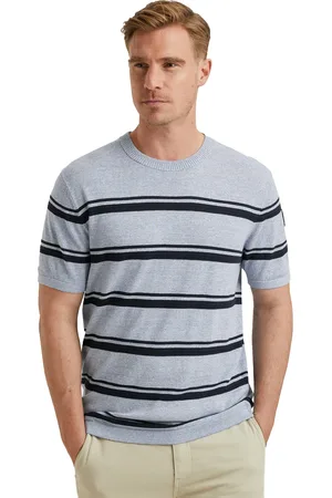 Vanguard T-shirt gestreept blauw katoen