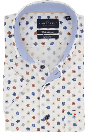 Portofino Casual overhemd korte mouw met bloemen dessin