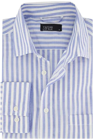Butcher of Blue Casual overhemd normale fit wit gestreept katoen