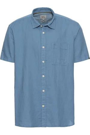 Camel Active Linnen casual overhemd korte mouw wijde fit effen