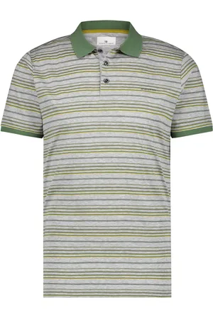 State of art Poloshirt grijs gemeleerd met strepen