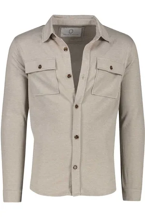 Born with Appetite Overshirt beige effen dubbele borstzak