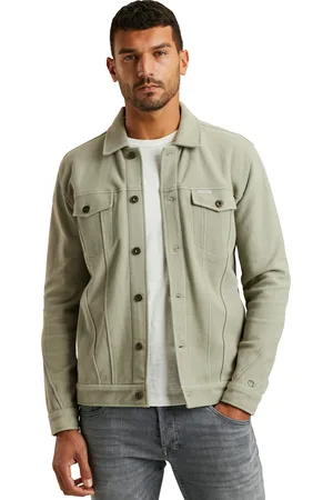 Cast Iron Overshirt effen katoen slim fit
