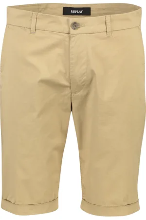 Replay Katoenen korte broek effen bruin katoen