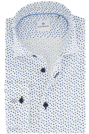 Blue Industry Casual overhemd slim fit wit geprint katoen