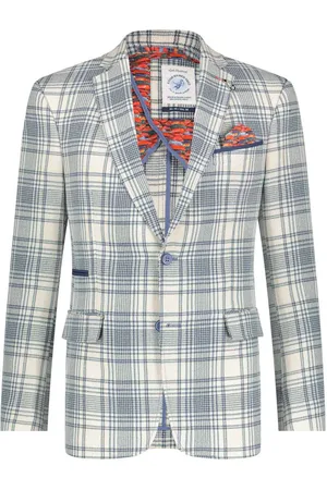 A fish named fred Colbert slim fit blauwe met witte ruiten