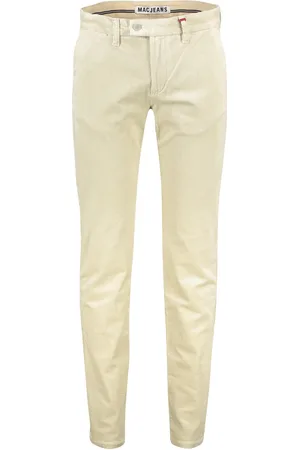 Mac Lennox katoenen broek beige effen katoen