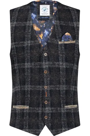 A fish named fred Gilet geruit slim fit polyester wol