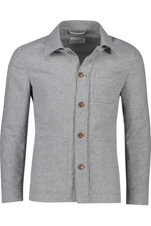 Carl Gross Overshirt effen normale fit wol stretch