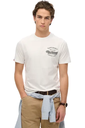 Superdry T-shirt effen met tekst 100% katoen