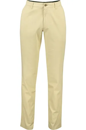 M.E.N.S. Pantalon crème effen chino katoen-stretch normale fit