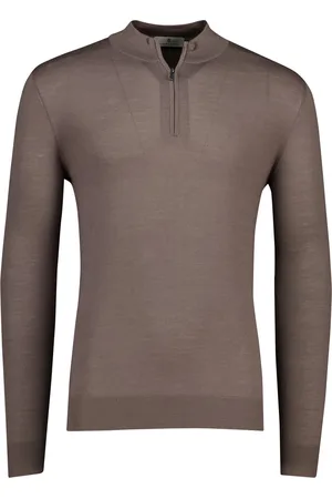 Thomas Maine Half zip trui merino wol met boord