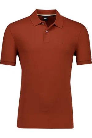 HUGO BOSS BOSS polo roest- effen korte mouw Pallas katoen