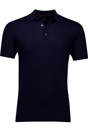 Tommy Hilfiger Polo navy gebreid katoen en lyocell