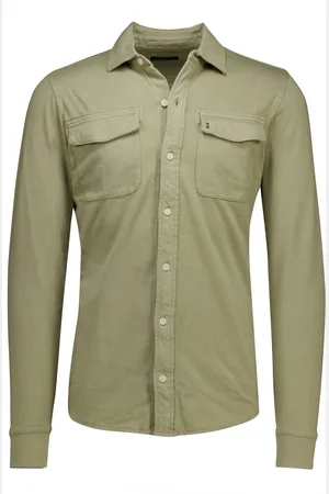 Butcher of Blue Overshirt khaki effen katoen