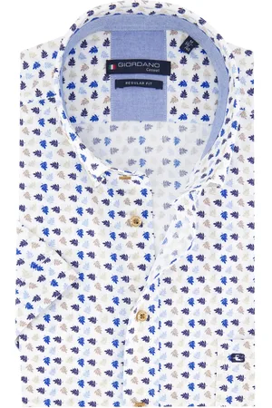 Giordano Overhemd korte mouw blaadjes print button-down
