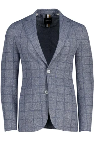 HUGO BOSS Colbert Boss Black geruit slim fit linnen