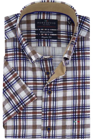 Portofino Overhemd korte mouw blauw button-down