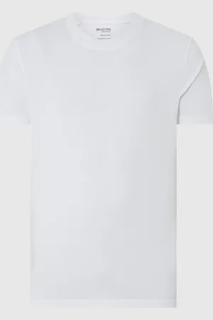 SELECTED T-shirt met geribde ronde hals, model 