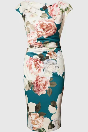 Swing Knielange cocktailjurk met bloemenmotief