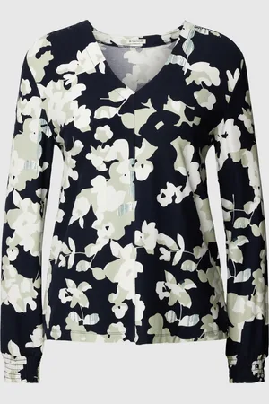 TOM TAILOR Shirt met lange mouwen, bloemenmotief en V-hals