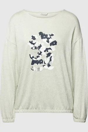 TOM TAILOR Shirt met lange mouwen, motiefprint en extra brede schouders