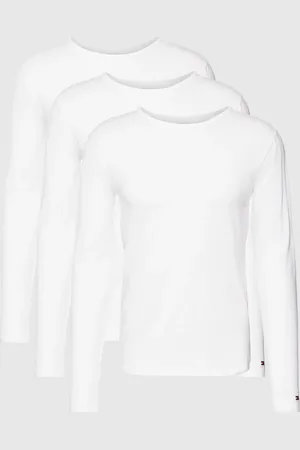 Tommy Hilfiger Shirt met lange mouwen en labelstitching in een set van 3 stuks