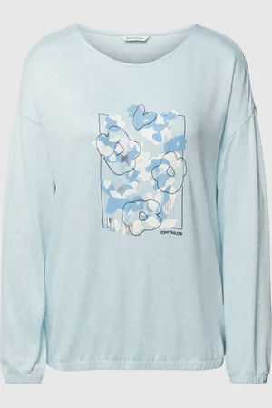 TOM TAILOR Shirt met lange mouwen, motiefprint en extra brede schouders