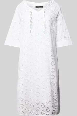 Marc Cain Knielange jurk met broderie anglaise