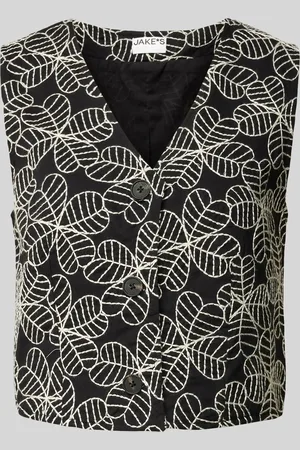 Jake*s Gilet met bloemenmotief en knoopsluiting