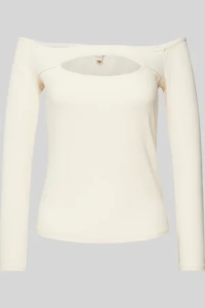 Guess Off shoulder-shirt met lange mouwen in riblook