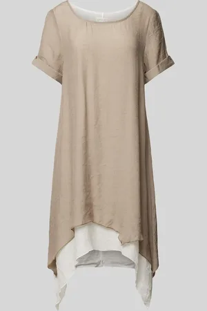 Apricot Knielange jurk in dubbele-laagjeslook