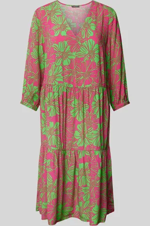 Montego Knielange jurk van viscose met bloemenmotief