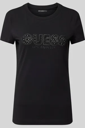 Guess T-shirt met labelstitching en siersteentjes