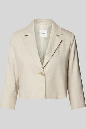 QS by s.Oliver Korte blazer met linnen in gemêleerde look