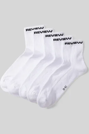 Review Sokken met labeldetails in een set van 5 paar