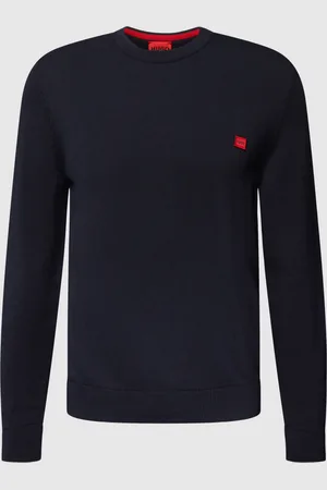 HUGO BOSS Gebreide pullover met labelstitching, model 