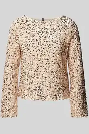 VERO MODA Loose fit shirt met lange mouwen en boothals en pailletten, model 