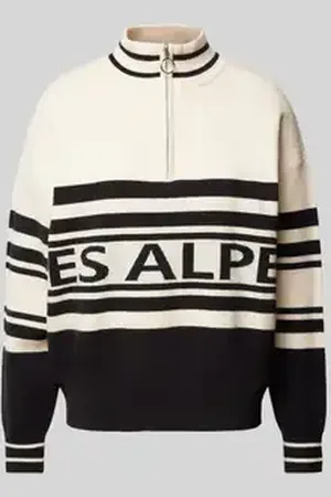 Jake*s Gebreide pullover van viscosemix met opstaande kraag en ritssluiting