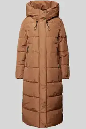 Khujo Gewatteerde lange jas met labeldetail, model 