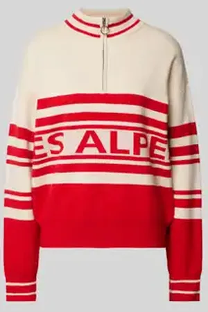 Jake*s Gebreide pullover van viscosemix met opstaande kraag en ritssluiting