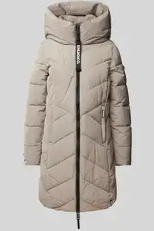 Khujo Gewatteerde lange jas met labeldetail, model 