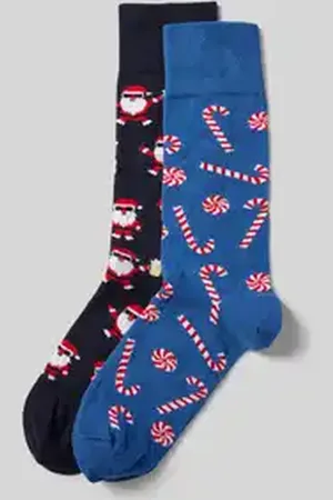 Christian Berg Sokken met katoen en motiefstitching in een set van 2 paar